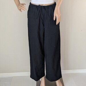 Athleta Paradise Wide Leg Pant Black Linen Blend XS